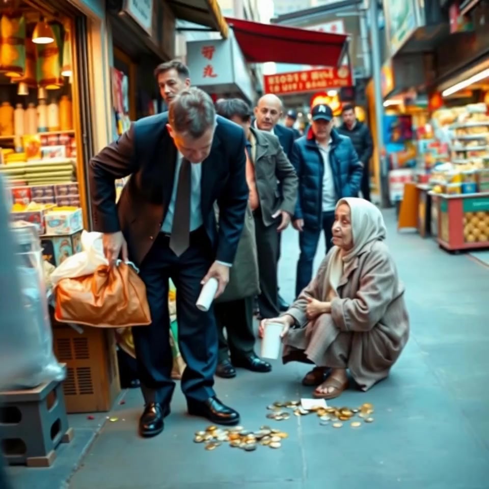 Millionaire kicks a poor beggar in the market not knowing that she is the lost