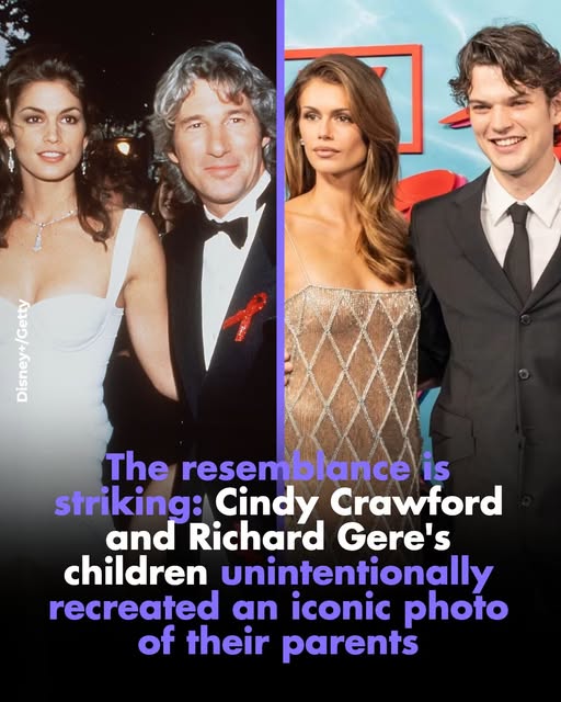 The resemblance is striking: Cindy Crawford and Richard Gere’s children unintentionally recreated an iconic photo of their parents