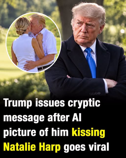 Donald Trump issues cryptic message after AI picture of kissing Natalie Harp