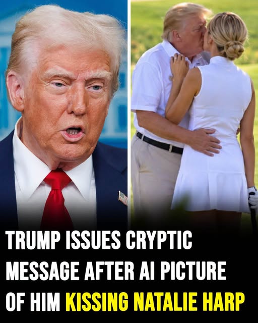 Donald Trump issues cryptic message after AI picture of kissing Natalie Harp